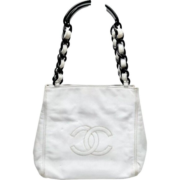 355620AZ (X6) Chanel Shoulder Bag White Leather - Picture 1 of 8